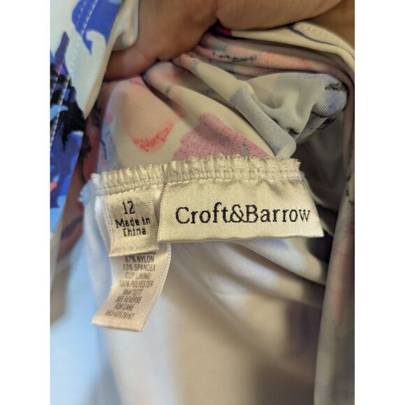 Floral Croft & Barrow Spaghetti Strap Tank Top Pink/Blue/White Size 12 Womens Li - Picture 4 of 4